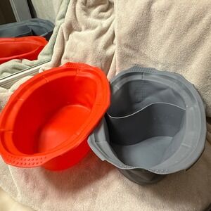 Vangerute Silicone Slow Cooker Liners Oval 2-Piece Set: Red Gray‎
